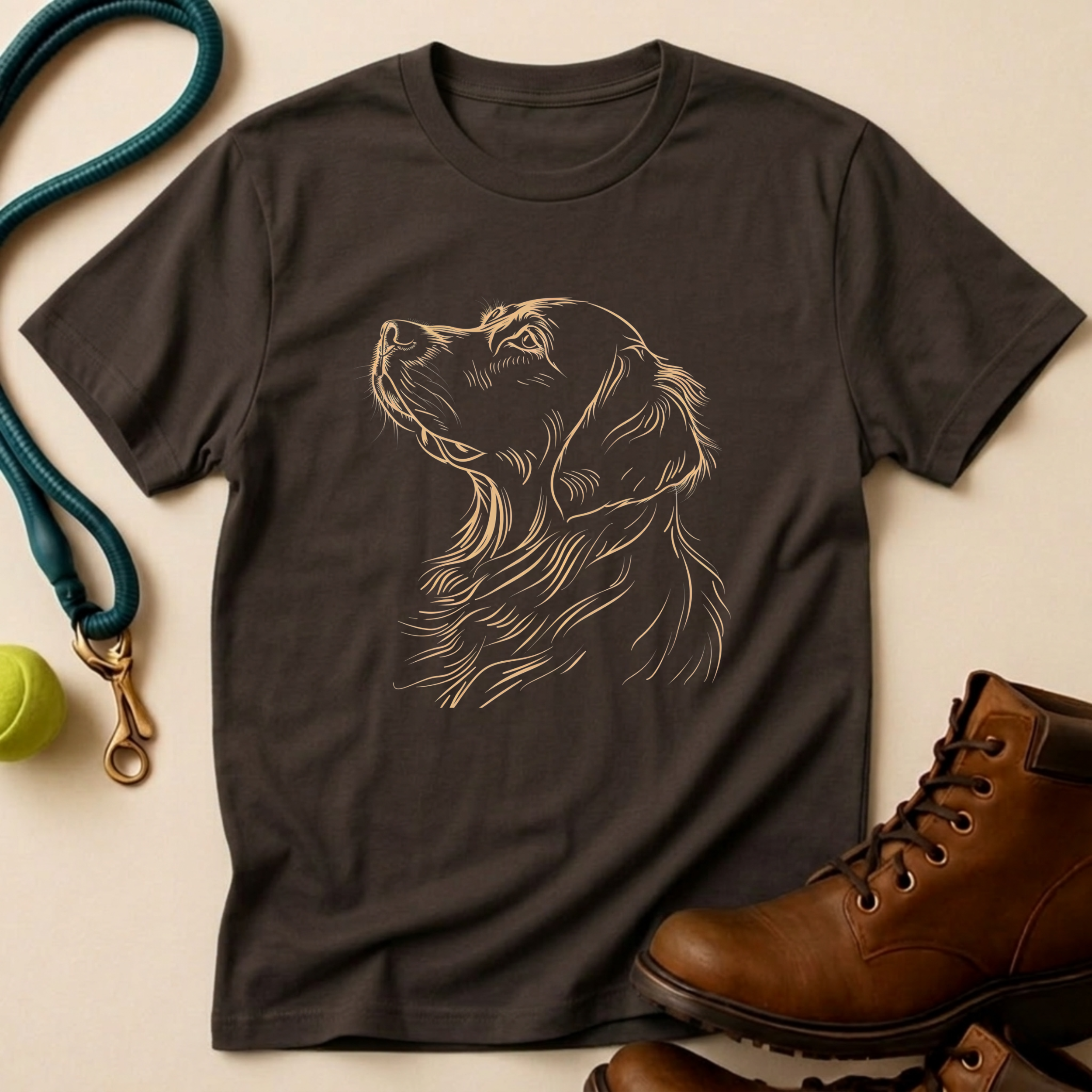 Golden Gaze Line Art T-Shirt